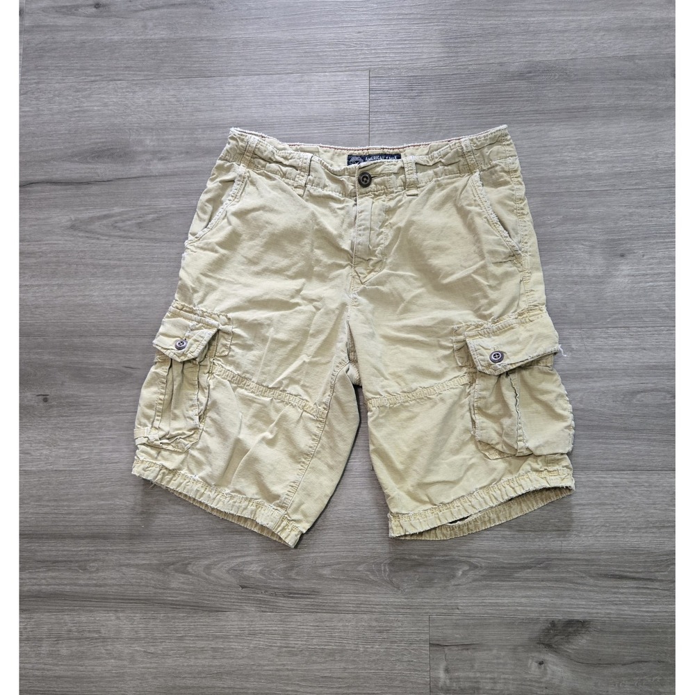American Eagle Longboard Cargo Shorts Ripstop Men Sz 30 Distressed Khaki Tan Y2K
